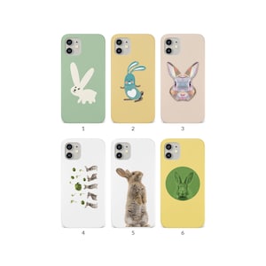 Phone Case for iPhone 15 14 13 12 11 XS XR SE 7 8 6S 5 Samsung S20 S10 S8 Hard Cover Adorable Cute Bunny Rabbit Hare Animal
