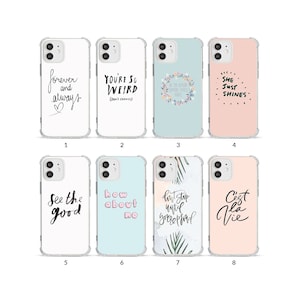Phone Case Shockproof Soft Clear Cover for iPhone 14 13 12 11 XS XR SE 7 8 6S 5 Inspirational Quotes Sayings Funny Cute