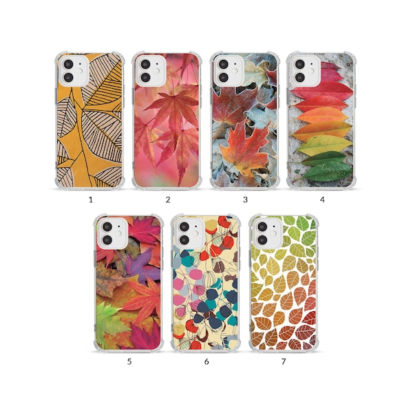 Phone Case Shockproof Soft Clear Cover for iPhone 13 12 11 XS XR SE 7 8 6S 5 Colourful Autumn Leaves Red Orange Maple Leaf  Fall Fallen Leaf