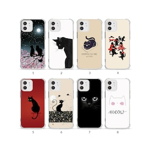 iPhone 14 13 12 11 XS XR SE 7 8 6S 5 stoßfeste weiche klare Abdeckung, schwarze Katze, süßes Kätzchen, Sternenhimmel, verspielte Katzen, lustig