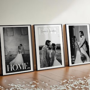 Gepersonaliseerd cadeau 1e huwelijksverjaardag | Getrouwd in 2024 Afdrukken | Set van 3 tijdschriftafdrukken | Papieren jubileumcadeau voor hem - haar - vrouw