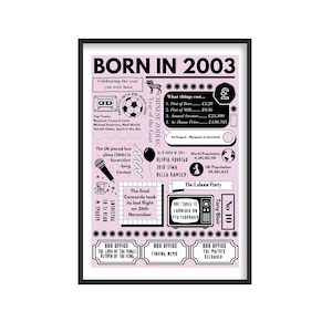 Stampa "Nati nel 2003", regalo per il 22° compleanno, poster "Nati nel 2003", regalo per il 22° compleanno, 22 anni, regalo di compleanno 2003, regalo per il 22° compleanno