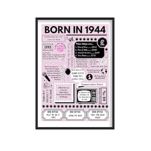 Nascido em 1944, impressão, presente de aniversário de 81 anos, pôster de nascido em 1944, presente de aniversário de 81 anos, 81 anos, presente de aniversário de 1944, impressão de 1944, presente de 1944