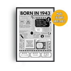 Stampa "Nati nel 1943", regalo per l'82° compleanno, poster "Nati nel 1943", regalo per l'82° compleanno, 82 anni, regalo di compleanno del 1943, stampa del 1943, regalo del 1943