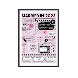 Impresión de "Casados en 2023", regalo para el segundo aniversario de bodas, póster de "Casados en 2023", regalo de aniversario de bodas de algodón, regalo de "Casados en 2023"