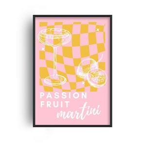 Impresión de martini de maracuyá, impresiones de cócteles, póster de cócteles, póster de cócteles vintage, arte mural de cócteles, cóctel de autor, arte de martini