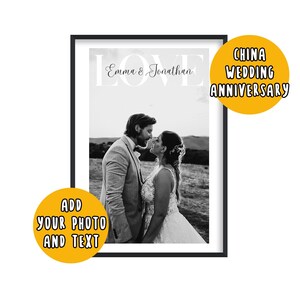 Presente personalizado de 20º aniversário de casamento | Presentes de aniversário de casamento da China | Presente de aniversário de casamento para casal | Casado em 2005 Imprimir