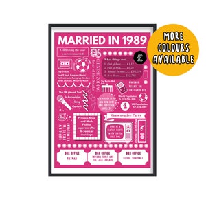 1989 36e huwelijksverjaardag, getrouwd in 1989 poster, Bone China huwelijksverjaardag cadeau, 36e huwelijkscadeau, 36 jaar getrouwd