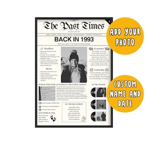 Stampa per il 32° compleanno del 1993 / Regalo personalizzato per il 32° compleanno / Giornale del compleanno del 1993 / Regalo per il 32° compleanno per lui / Regalo per il 32° compleanno per lei