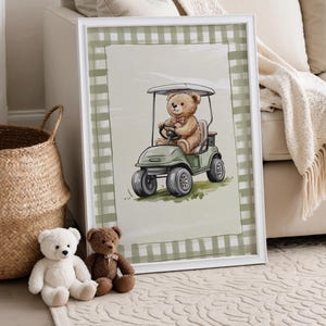 Boy Golf Nursery Art, Teddy Bear Golf Nursery Print, Golfing Nursery, Teddy Bear Nursery, Playroom Prints