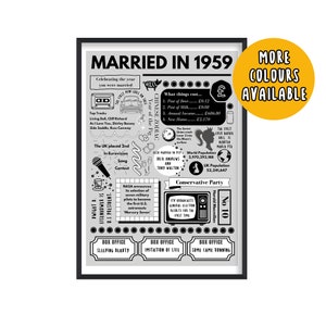 Getrouwd in 1959 Print, 66e huwelijksverjaardag cadeau, getrouwd in 1959 poster, 66 jaar getrouwd, getrouwd in 1959 cadeau