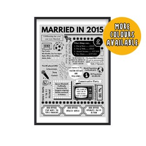 Getrouwd in 2015 Print - 10-jarig jubileumcadeau - blikken huwelijksverjaardag