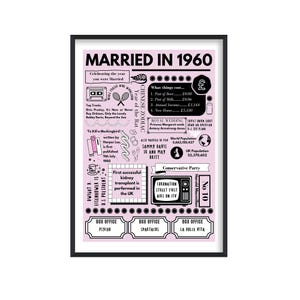 Getrouwd in 1960 print, 65e huwelijksverjaardag cadeau, getrouwd in 1960 poster, blauwe saffier huwelijksverjaardag, getrouwd in 1960 cadeau