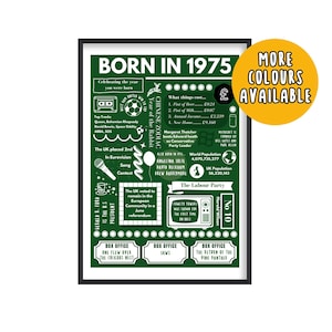 Pôster com fatos sobre o 50º aniversário de 1975 | Presente de 50º aniversário | Pôster de Nascido em 1975 | Presente de 50º aniversário | 50 anos | Presente de aniversário de 1975