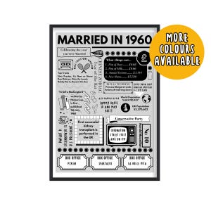 1960年に結婚したプリント、65周年結婚記念日のギフト、1960年に結婚したポスター、ブルーサファイア結婚記念日、1960年に結婚したギフト