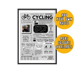 Personalised Cycling Poster, Gifts for Cyclists, Mountain Bike Gifts, Cycling Print, Bicycling Poster, Unique Cycling Gift for Him or Her