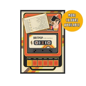 Britpop Music Print, Cassette Poster, Britpop Music Poster, Britpop Gifts, Britpop Wall Art, Britpop Poster, Britpop Print, Britpop Decor