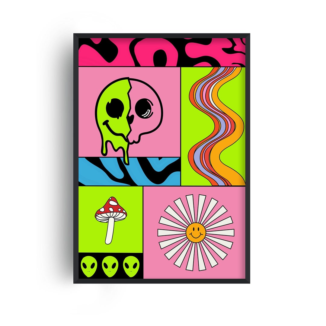 Acid Psychedelic Poster Trippy Wall Art Psychedelic Prints Etsy