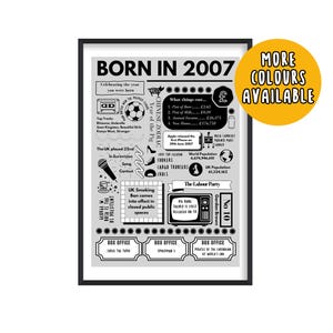 Born in 2007 Print, Geburtstagsgeschenk 18, Born in 2007 Poster, 18 Jahre alt, 2007 Geburtstagsgeschenk, 2007 Print, 18.Geburtstag Geschenkideen