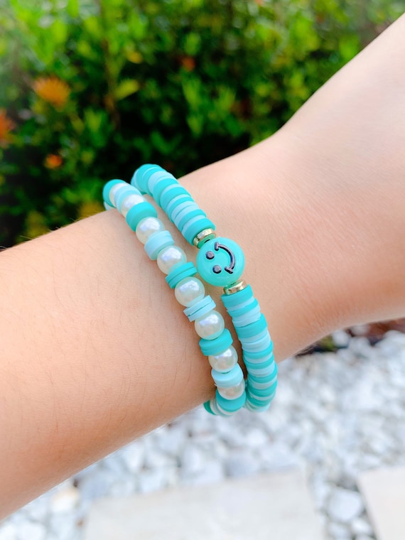 Handcrafted Stackable Set Clay Bead Bracelets from Haitian