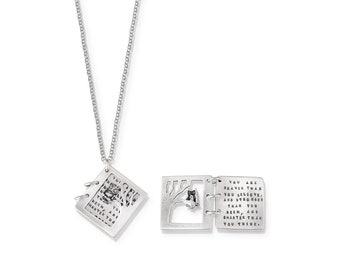 May include: A silver necklace with a charm that opens to reveal an inspirational message: "You are braver than you believe, and stronger than you've been, and smarter than you think."