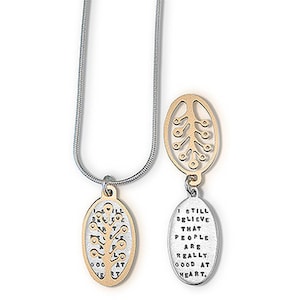 Necklace by Kathy Bransfield | Anne Frank | Hidden Messages | Words | Jewelry | Gift For Her | Inspirational | Quote Jewelry | Mixed Metal