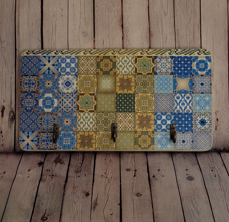Azulejo Wooden Key Holder Wall Key Holder Key Rack Organizer Wall Key ...