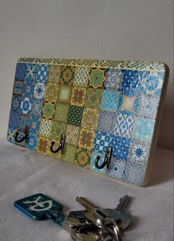 Azulejo Wooden Key Holder Wall Key Holder Key Rack Organizer Wall Key ...