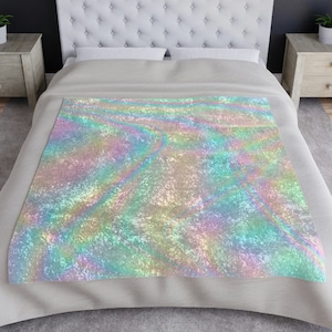 Iridescent Rainbow Blanket, Crushed Velvet Blanket, Holographic Blanket, Iridescent Gift, Trendy Teenager Gift, Iridescent Gradient Blanket