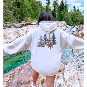 Vintage Deer Hoodie, Buck Stag Sweatshirt, Wilderness Hoodie, Deer Outdoors Hiking Shirt, Gift For Him Or Her, Deer Crewneck Hunters Hoodie image 4