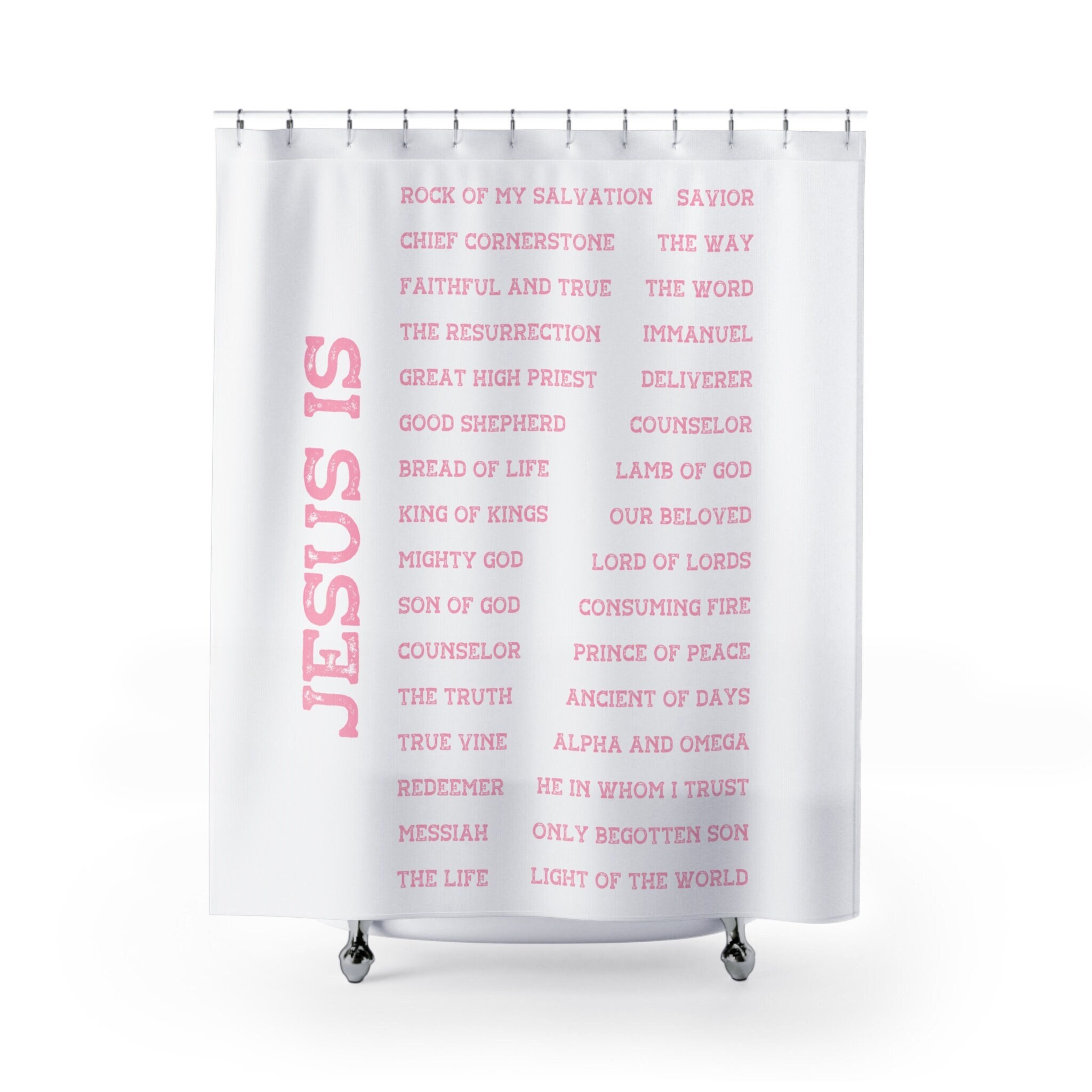 Names of God Shower Curtain, Jesus Shower Curtain, Faith Bath Decor