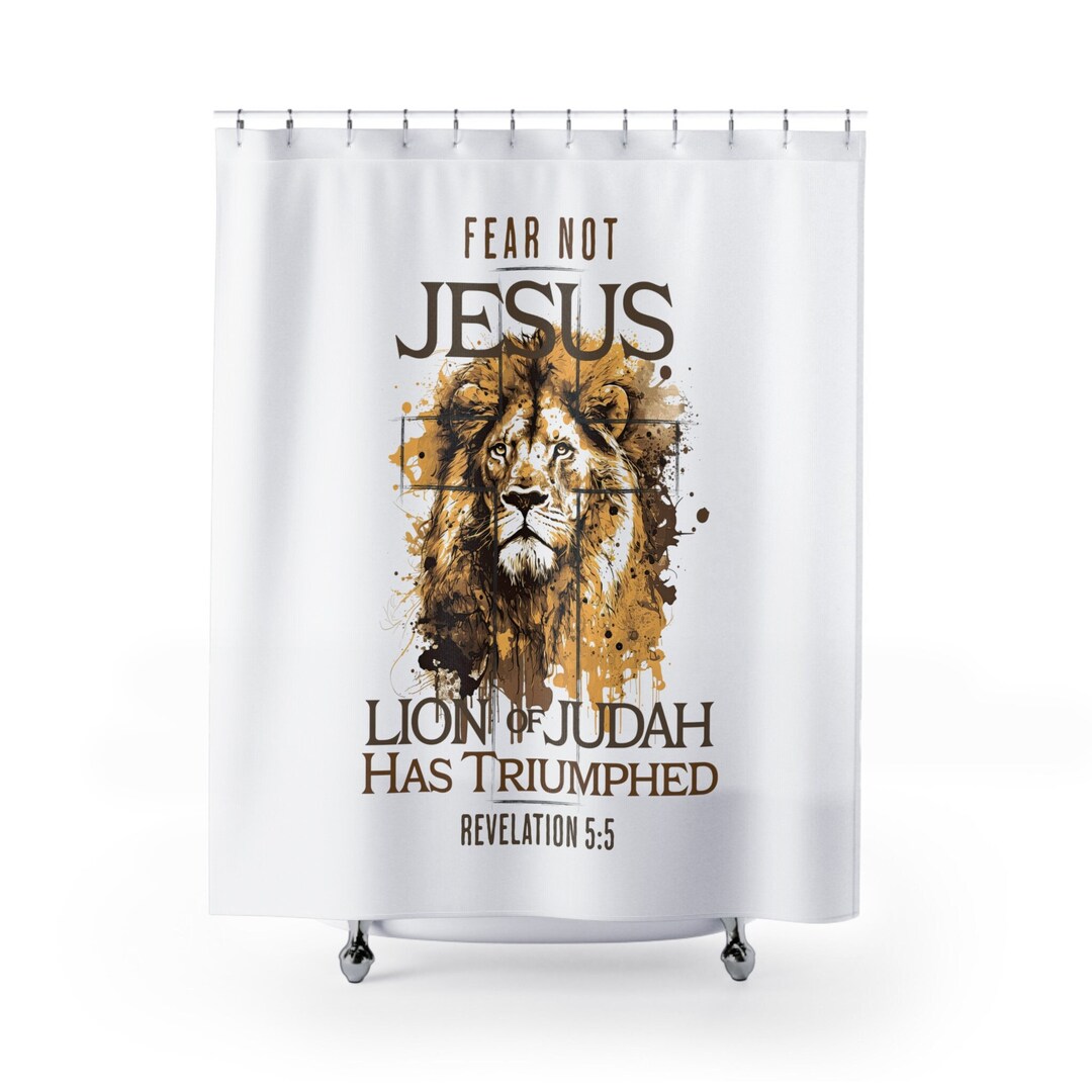 Lion of Judah Shower Curtain, Jesus Shower Curtain, Faith Bath Decor