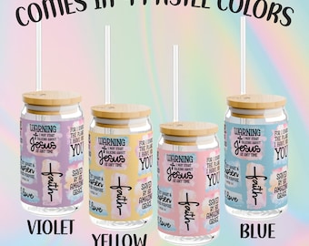 Christian Affirmation Iced Coffee Cup Bible Verse Glass Can Tumbler With Lid & Straw Positive Bible Verses Glass Cup Christian Birthday Gift