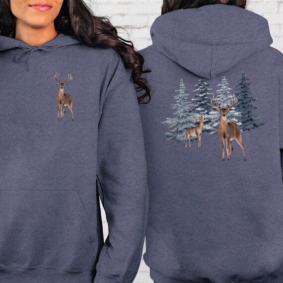 Vintage Deer Hoodie, Buck Stag Sweatshirt, Wilderness Hoodie, Deer Outdoors Hiking Shirt, Gift For Him Or Her, Deer Crewneck Hunters Hoodie