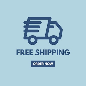 Op de afbeelding: Een blauw vrachtwagenpictogram met de tekst "GRATIS VERZENDING" en een knop met de tekst "BESTEL NU".