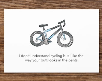 Cycling Card, Card for Cyclist, Card for Triathlete, Funny Cycling Card, Couple Card, Anniversary/Valentines/Birthday, Watercolor Bike