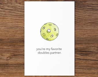 Pickleball Card, Doubles Partner Card, Couple/Anniversary/Valentines/Birthday Card for Pickleball Player