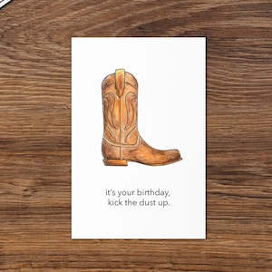 Country Birthday Card, Cowboy Boot Greeting Card, Birthday Card for Texan