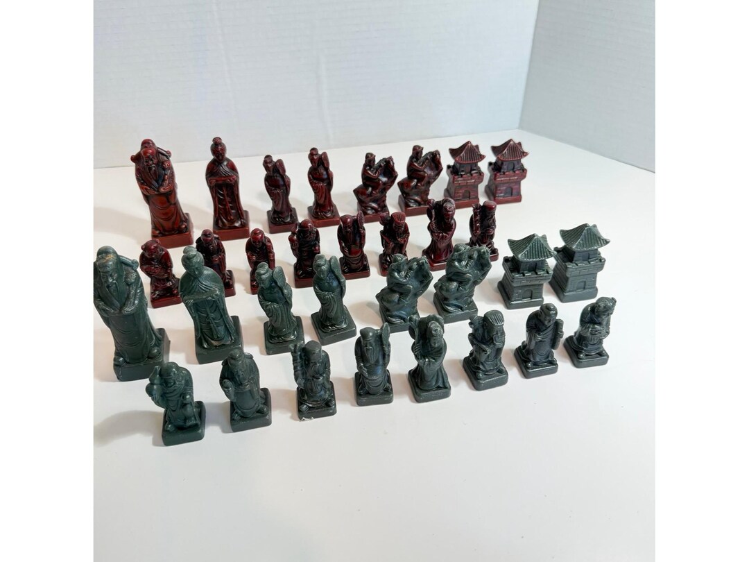 Resin Rooks Vintage Chinese Figurine Chess Set – Resin Immortals and Pagoda Rooks ...