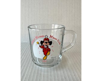 Vintage 1955 Disney Mickey Mouse Club Glass Cup Mug