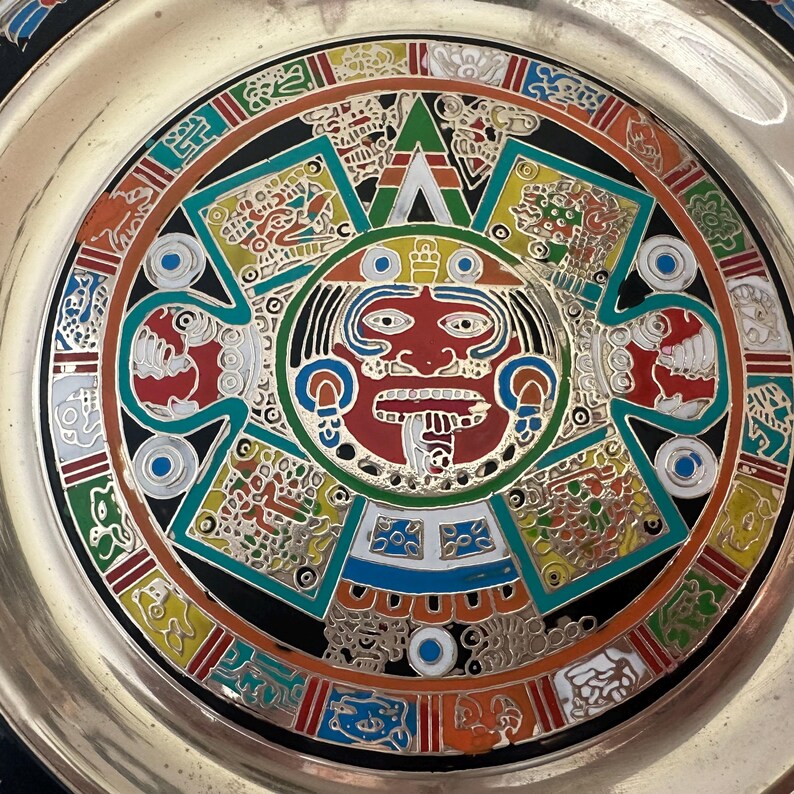 Set of Two Etched Brass Mexican Plates - Etsy