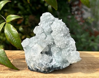 All-Around Stunning Diamond Apophyllite on Blue Chalcedony Cluster 416g/3.88in