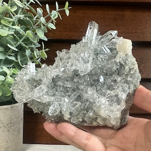 Large High-Quality Water Clear Himalayan Chlorite Quartz Cluster with a Stunning DT and Calcite Inclusion 498g/5.23in