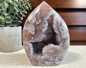 Dreamy Druzy Dark Pink Amethyst Flower Agate Freeform 1031g