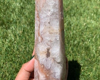 Druzy Pink Amethyst Flower Agate Tower