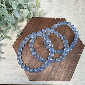 One (1) Aquamarine Bracelet, Stretchy 7mm Beaded Bracelet, Aquamarine Crystal Jewelry