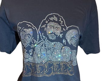 Bee Gees Rhinestone Portrait Bling Tee, Sweatshirt, Music Fan Gift, Bedazzled Shirt, Crystallized Concert Tshirt, Sparkle Shirt