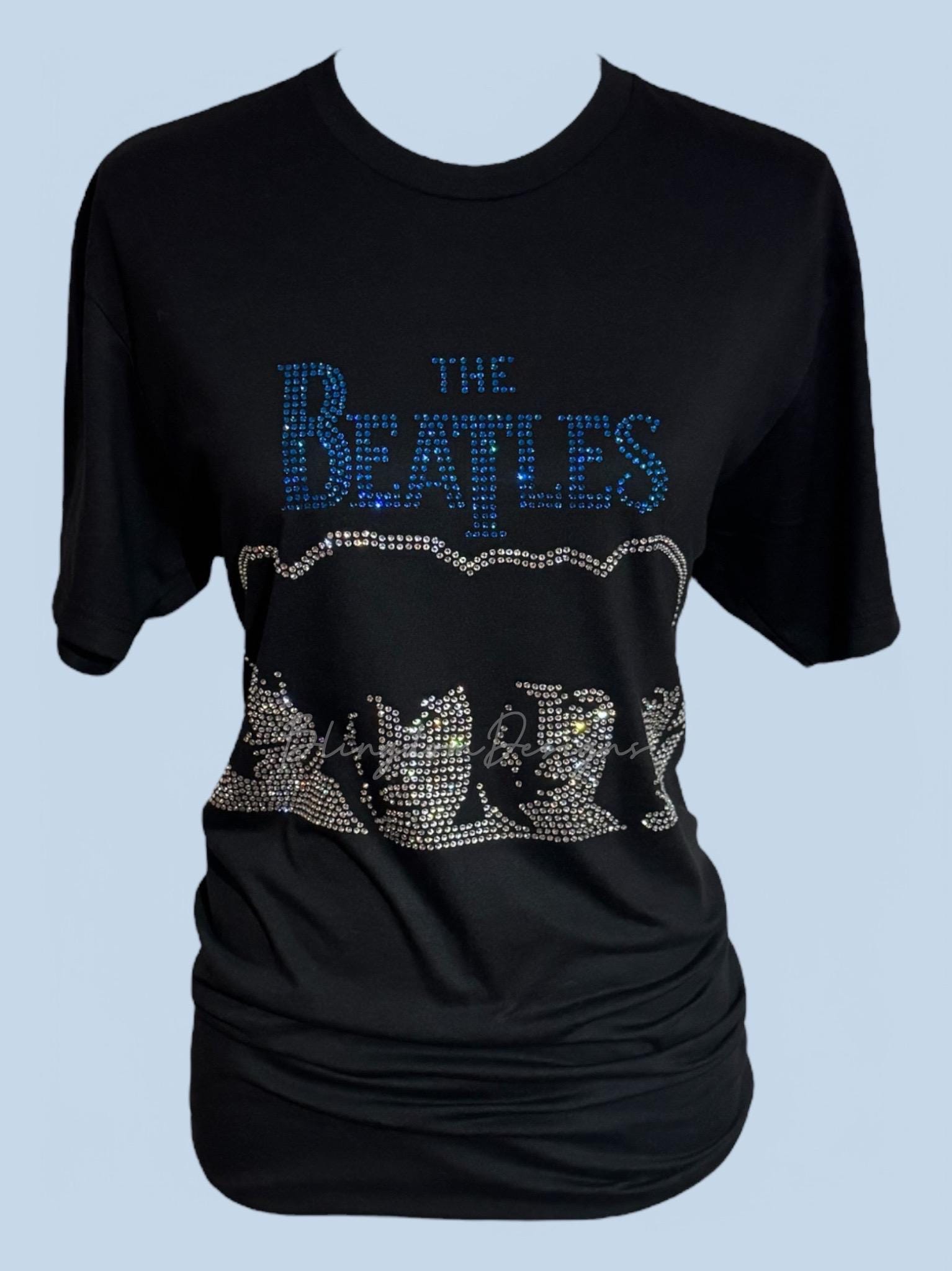 Beatles Portrait Rhinestone T-shirt: Custom Bedazzled Sparkle Tee