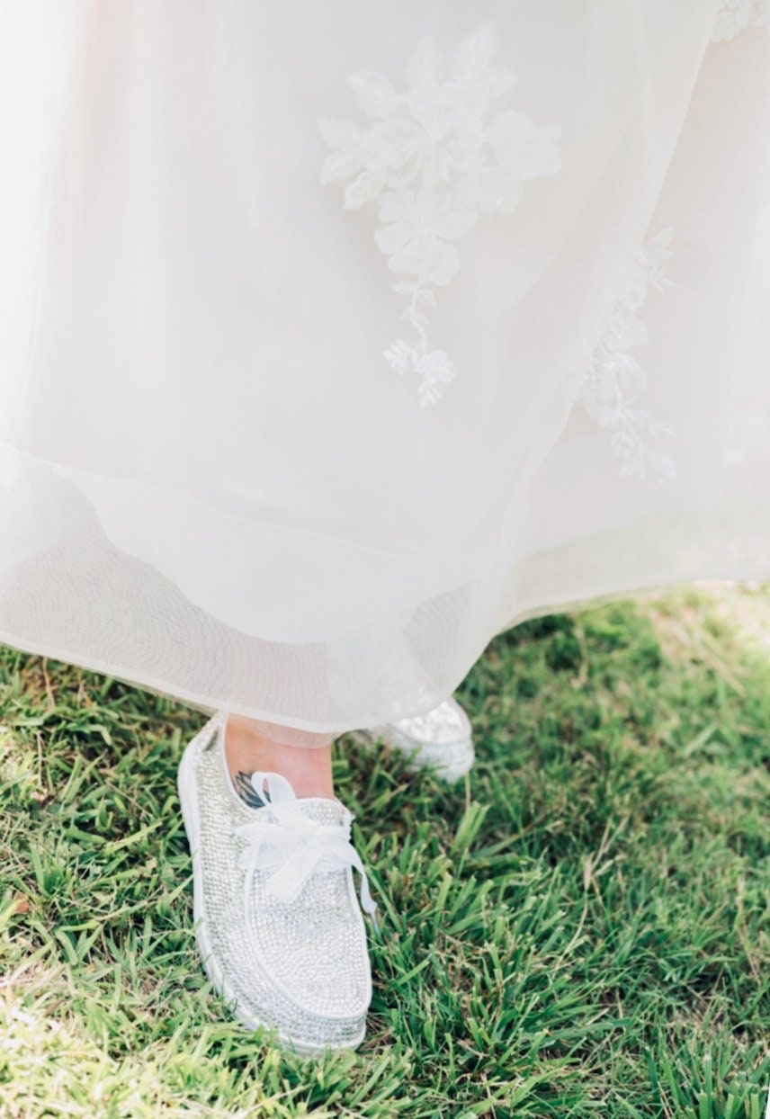 Bridal Hey Dude Wedding Shoes Full Bling Bedazzled Sparkle Etsy