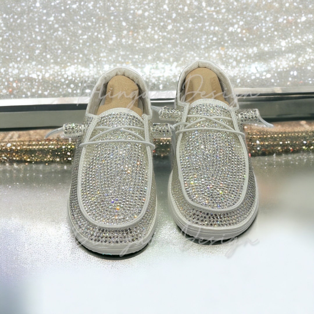 Bridal Hey Dude Wedding Shoes Full Bling Bedazzled Sparkle Original